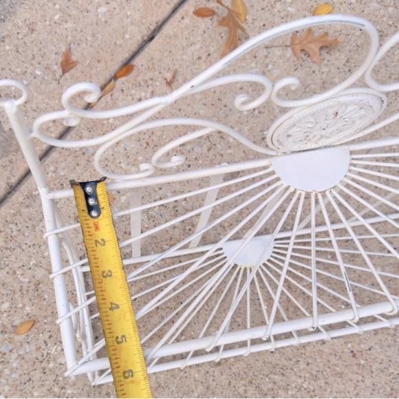 VINTAGE Shabby Chic White Rustic Metal Display Rack Hanging Shelf 18”x15” - Picture 15 of 16
